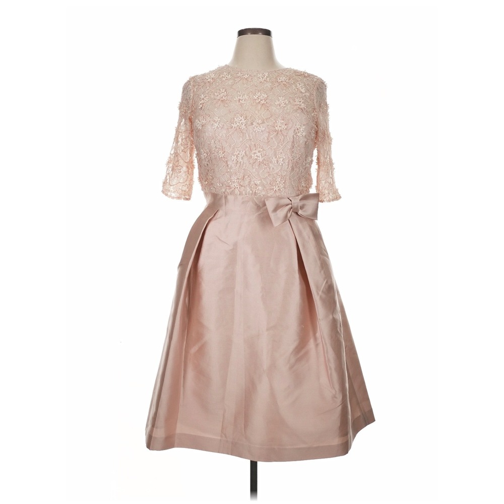 Rickie Freeman Teri Jon Lace Taffeta Dress Womens 14 Pink Coquette Elegant